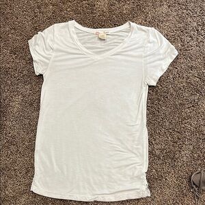 Girls White V-Neck T-Shirt